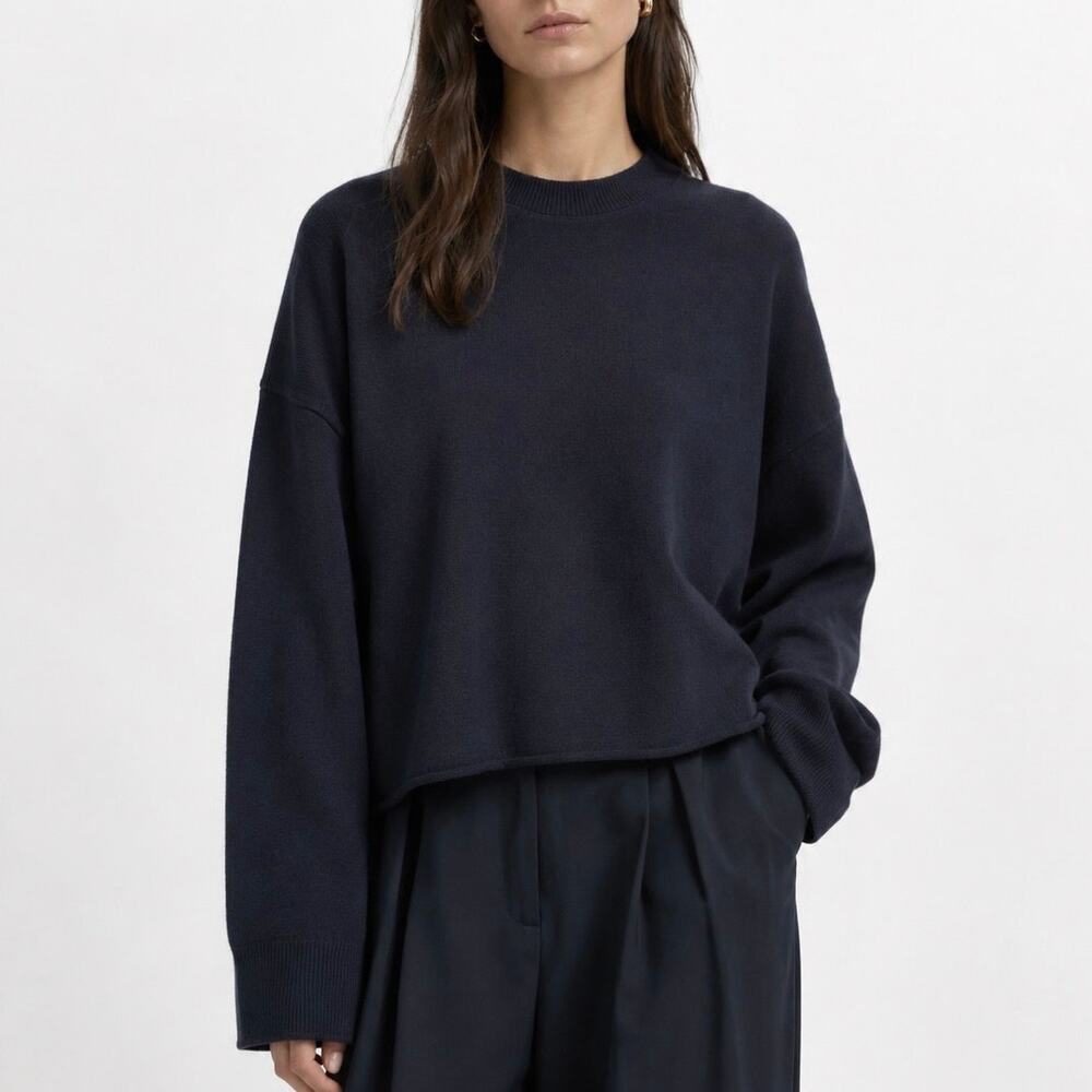 COS Oversized Wool Jumper Sweater Navy Blue Size XS
